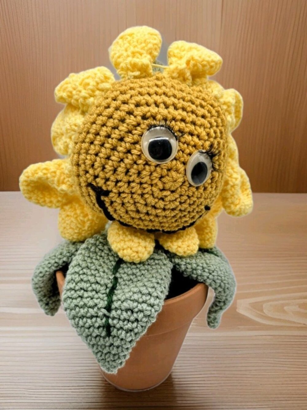 Crochet Anthropomorphic Potted Sunflower Handmade Amigurumi Summer Nursery Kids